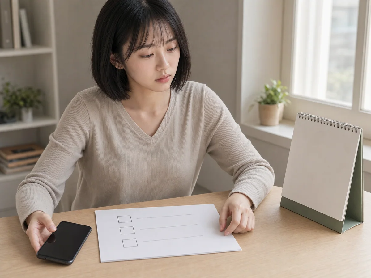 앱 사용 재검토일을 달력에 기록하는 연출 이미지