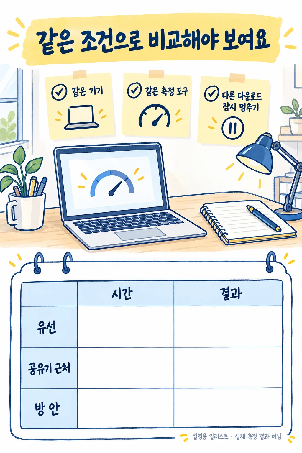 같은 기기와 도구로 쓰는 측정 기록표