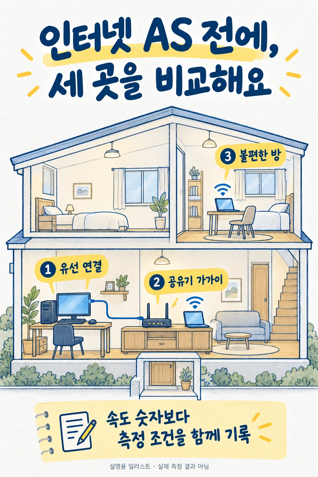 유선·공유기 근처·방 안 비교