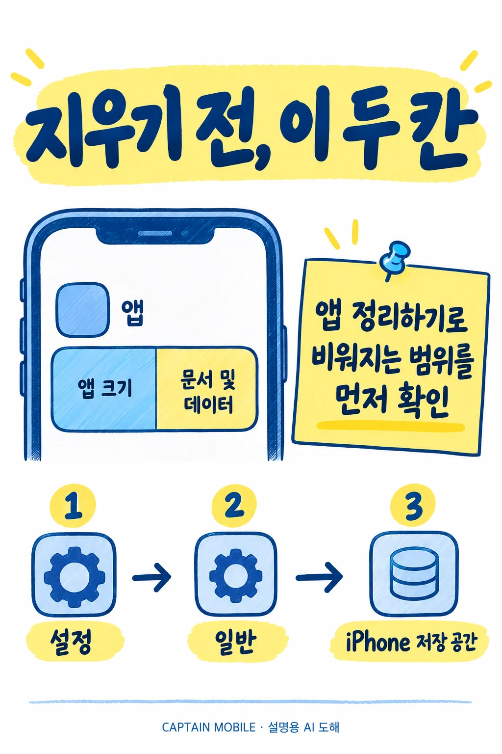 1. 설정에서 앱 크기를 먼저 확인하세요