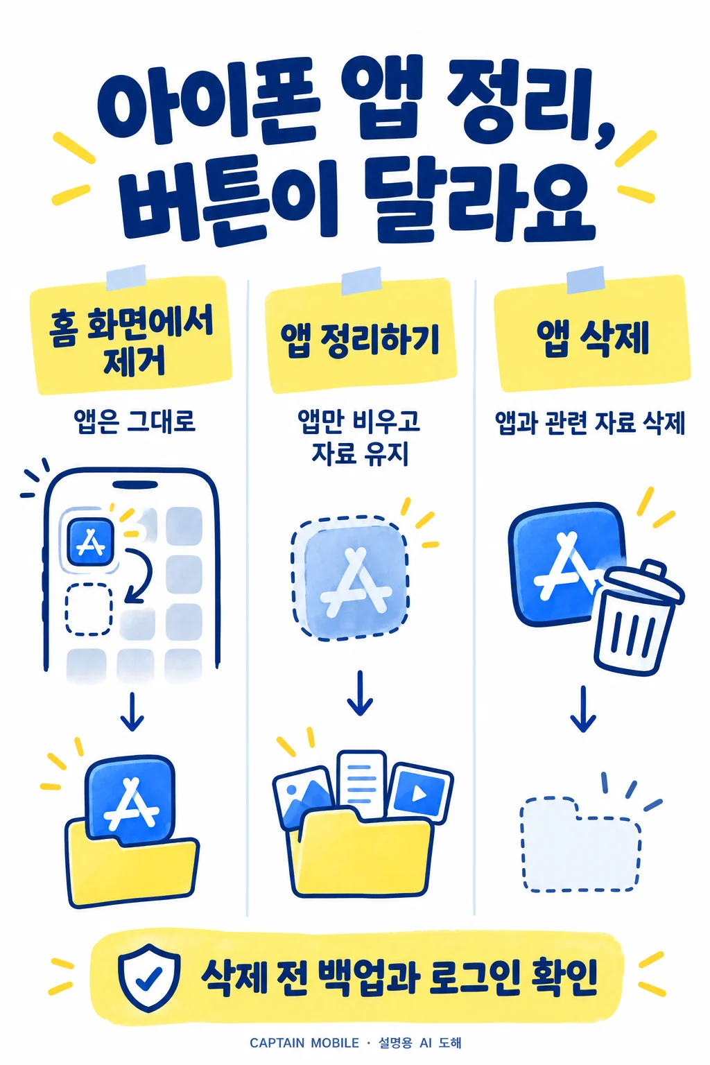 아이폰 앱 정리하기와 삭제 차이, 누르기 전에 남는 자료부터 보세요